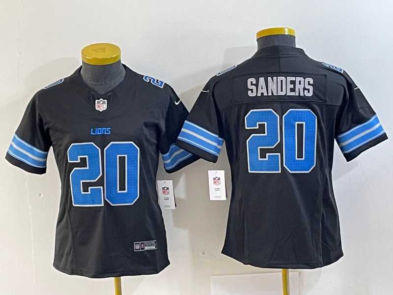 Womens Detroit Lions #20 Barry Sanders Black 2024 F.U.S.E. 2nd Alternate Vapor Limited Stitched Jersey